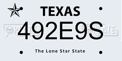 492E9S Texas License Plate