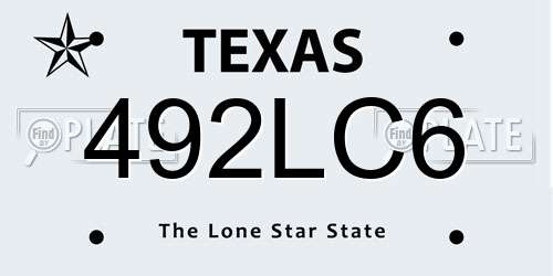 492LC6 Texas License Plate