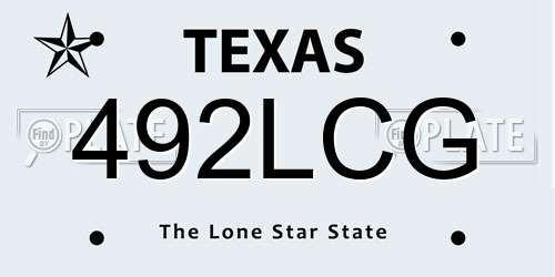 492LCG Texas License Plate