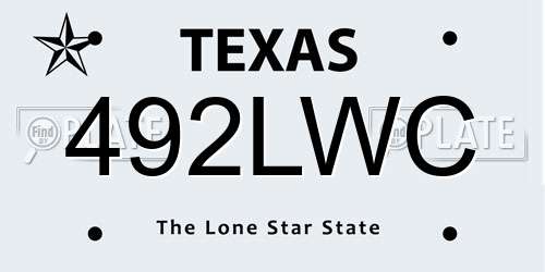 492LWC Texas License Plate