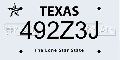 492Z3J Texas License Plate