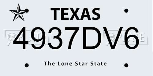 4937DV6 Texas License Plate