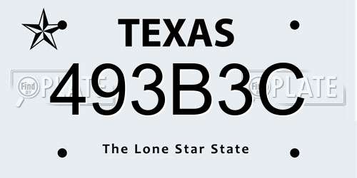 493B3C Texas License Plate