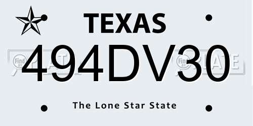 494DV30 Texas License Plate