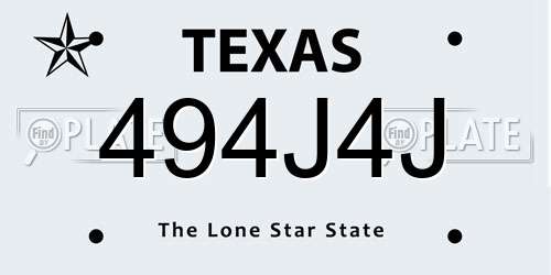 494J4J Texas License Plate