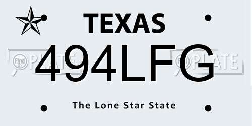 494LFG Texas License Plate