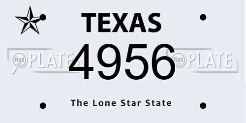 4956 Texas License Plate