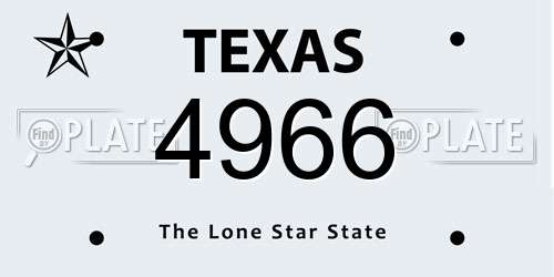 4966 Texas License Plate