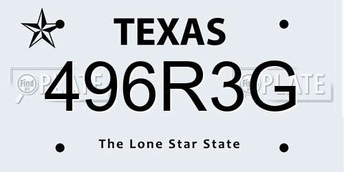 496R3G Texas License Plate