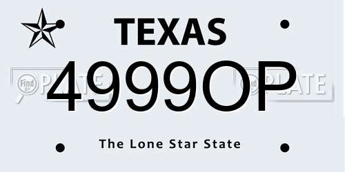 4999OP Texas License Plate