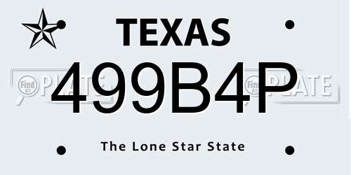 499B4P Texas License Plate