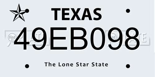 49EB098 Texas License Plate