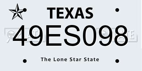 49ES098 Texas License Plate