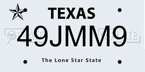 49JMM9 Texas License Plate