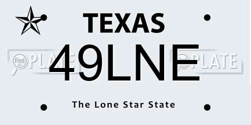 49LNE Texas License Plate