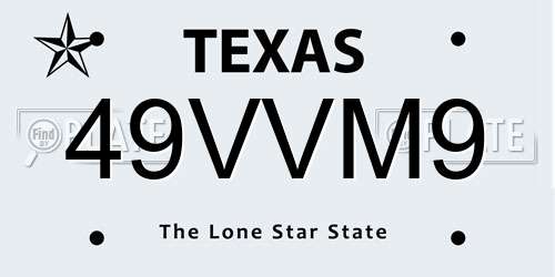 49VVM9 Texas License Plate