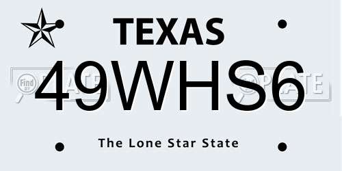 49WHS6 Texas License Plate