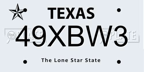 49XBW3 Texas License Plate