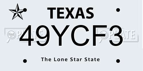 49YCF3 Texas License Plate