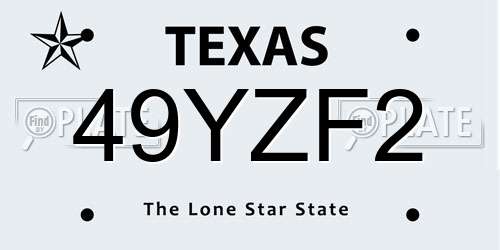 49YZF2 Texas License Plate