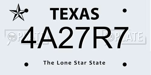4A27R7 Texas License Plate