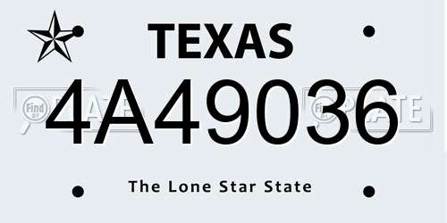 4A49036 Texas License Plate