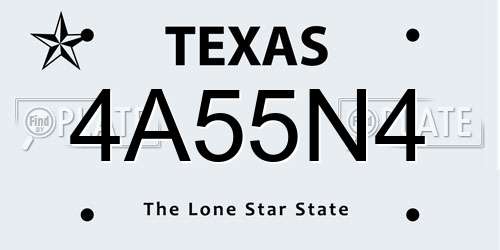 4A55N4 Texas License Plate