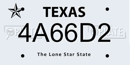 4A66D2 Texas License Plate
