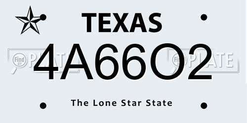 4A66O2 Texas License Plate