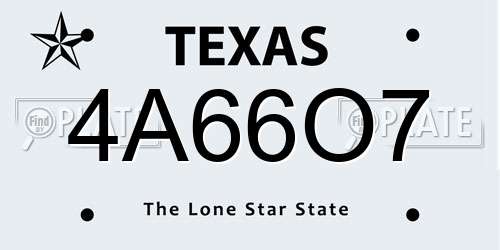 4A66O7 Texas License Plate