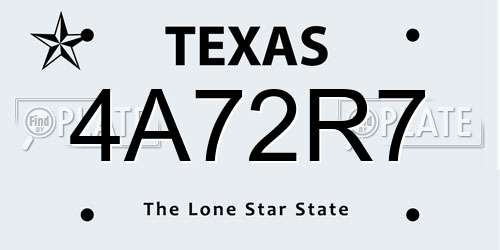 4A72R7 Texas License Plate