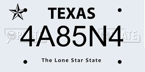 4A85N4 Texas License Plate