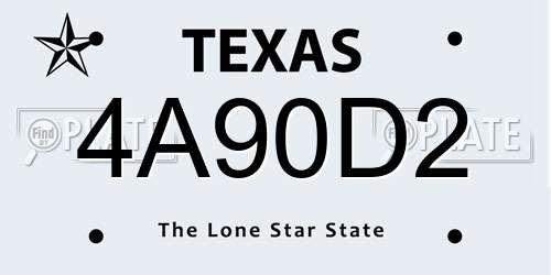 4A90D2 Texas License Plate