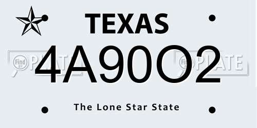 4A90O2 Texas License Plate