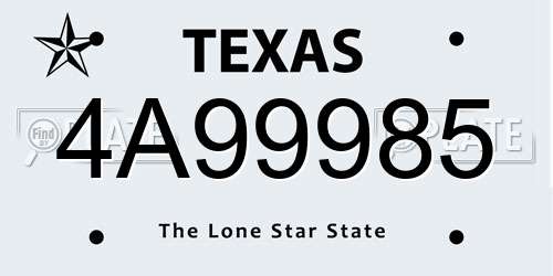 4A99985 Texas License Plate