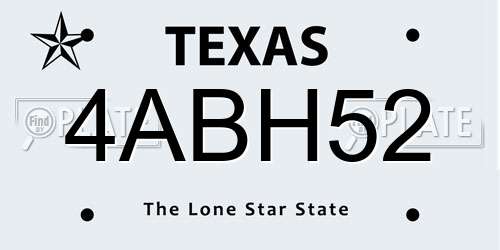 4ABH52 Texas License Plate