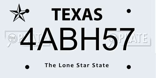4ABH57 Texas License Plate