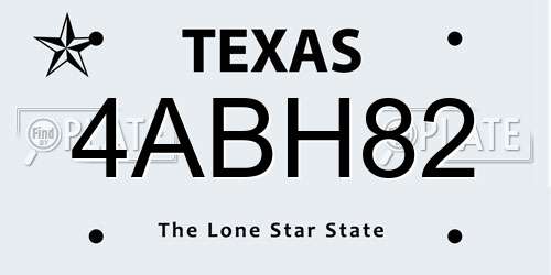 4ABH82 Texas License Plate