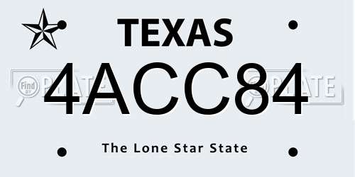 4ACC84 Texas License Plate