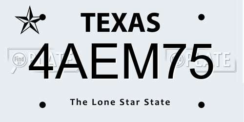 4AEM75 Texas License Plate