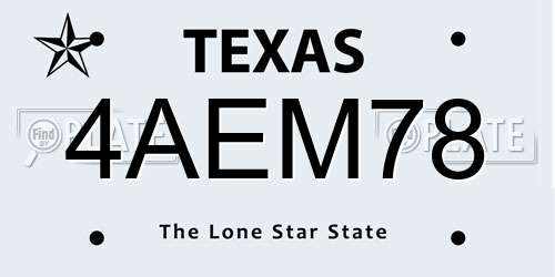 4AEM78 Texas License Plate