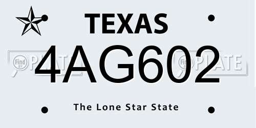 4AG602 Texas License Plate