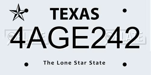 4AGE242 Texas License Plate
