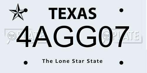 4AGG07 Texas License Plate