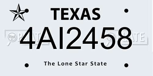 4AI2458 Texas License Plate