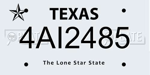 4AI2485 Texas License Plate