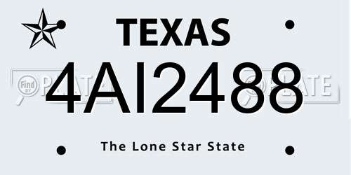 4AI2488 Texas License Plate