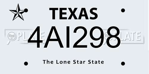 4AI298 Texas License Plate