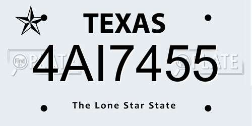 4AI7455 Texas License Plate