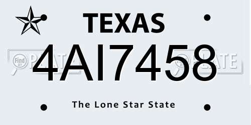 4AI7458 Texas License Plate